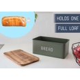 thumbnail image 4 of Nat & Jules Matte Green 17 x 8 Metal Enamel Rubber Wood Lidded Bread Box, 4 of 5