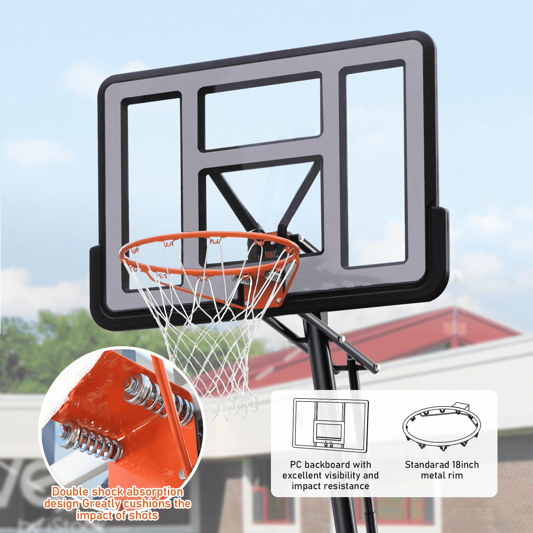 ANYMAY Basketball Hoop,7.5-10FT Adjustable Height Basketball Hoop Goal System,Portable Basketball Hoop with 48in Backboard Shatterproof PC Backboard