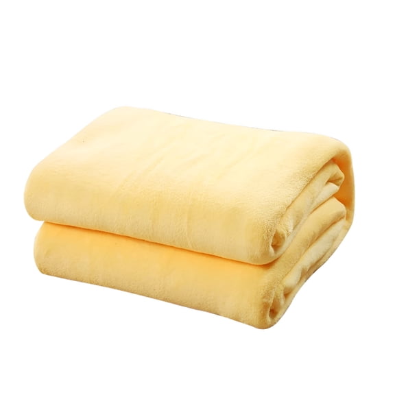 AUQ Room Throw Blanket Super Soft Warm Solid Warm Micro Plush Fleece Blanket Throw Rug Sofa Bedding Yellow