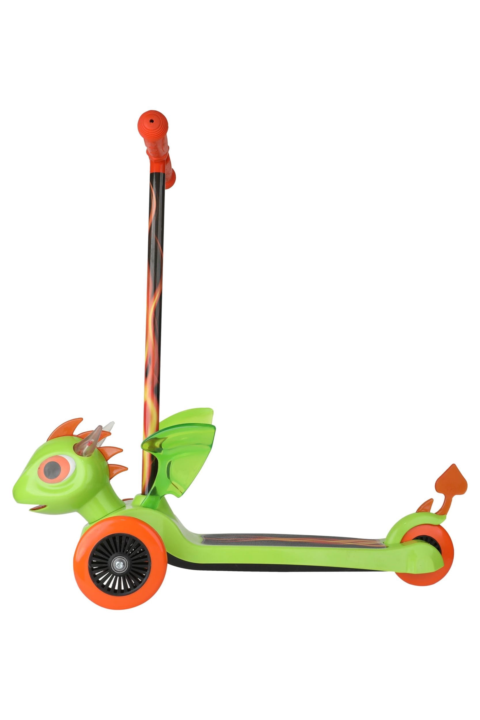 Dimensions Fire Breathing Dragon 3D Scooter with 3 Wheels Tilt and Turn- Green, For Boys and Girls Ages 3+, Max Weight 75lbs, Foot-Activated Brakes