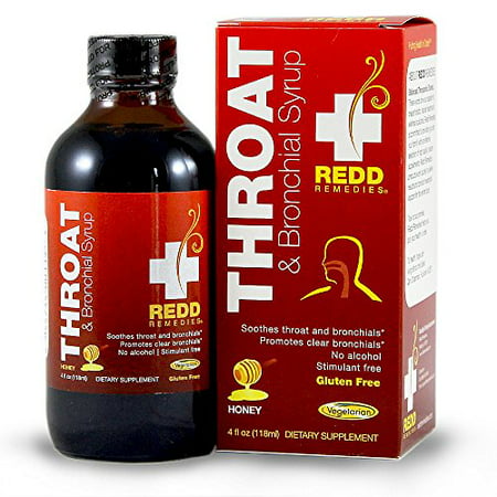 Redd Remedies Throat & Bronchial Syrup - Soothes Irritated Throat - Reduces The Chance Of Sore Throat - Promotes Normal Respiratory Function - Honey - 4 Fl (The Best Remedy For Sore Throat)