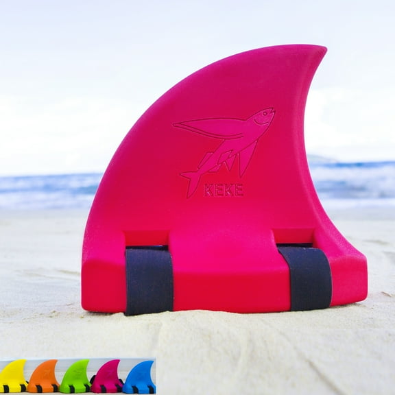 KEKE Back Float Swim Fin Trainer with Elastic Strap, Wearable Shark Fin Swim Float, Buoyancy Foam for Kids Children Toddler Swimming Safety, Red