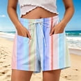 thumbnail image 2 of Jerdar Women's Casual Shorts Striped High Waisted Summer Beach Cover Up Shorts with Pockets L, 2 of 6
