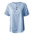 thumbnail image 4 of LIIPEE Womens Casual T Shirts Summer Henley Neck Short Sleeve Solid Color T Shirt Ladies Comfortable Everyday Basic Tees,XL, 4 of 5