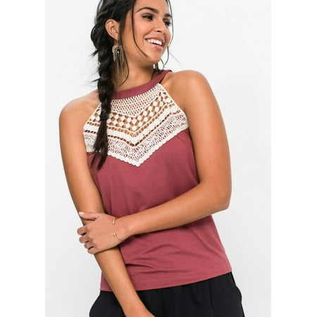 - 2019 Womens Casual Vest Strapless Shoulder Sleeveless Splicing Vest Lace Hollow Out T-shirts