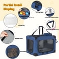 thumbnail image 4 of 32 Inch Soft Dog Crate, 3-Door Portable Folding Pet Carrier with Mesh Windows, Carry Straps & Fleece Mat for Indoor Outdoor Travel, Dark Blue, 4 of 12