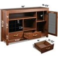 thumbnail image 3 of CONSDAN Bar Cabinet with Storage and Large Drawer, Solid Walnut Hardwood Structure Sideboard, Buffet Cabinet with Wine and Glass Rack, Coffee Bar for Living Room, Kitchen, Hallway, 3 of 8