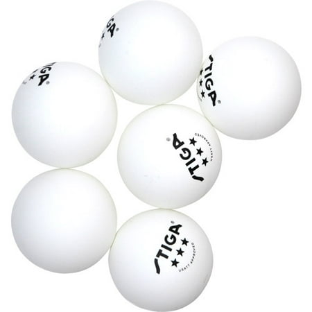 Stiga Three-Star White Table Tennis Ball, 6 Pk.