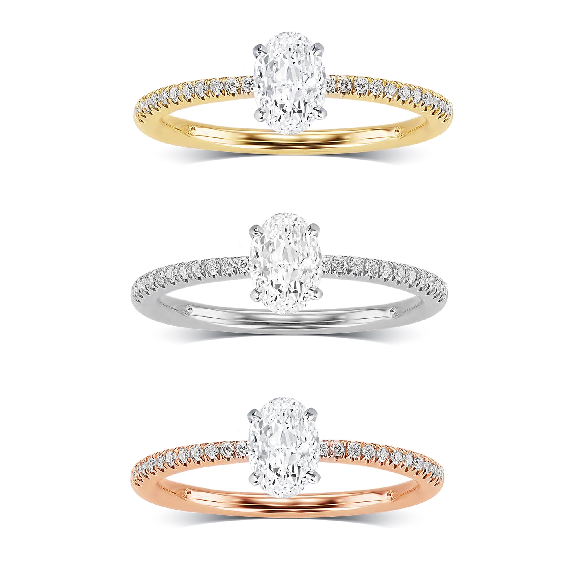 2-5/8 Carat T.W. Oval Swarovski Sterling Silver Yellow Plated Solitaire Engagement Ring.