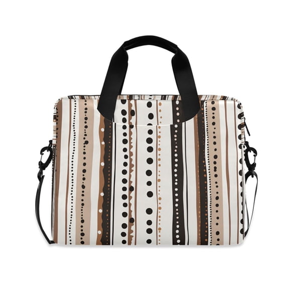 FORMRS 16" Laptop Bag Carrying Sleeve Case with Handle Travel Shoulder Briefcase, Brown Abstract Stripes