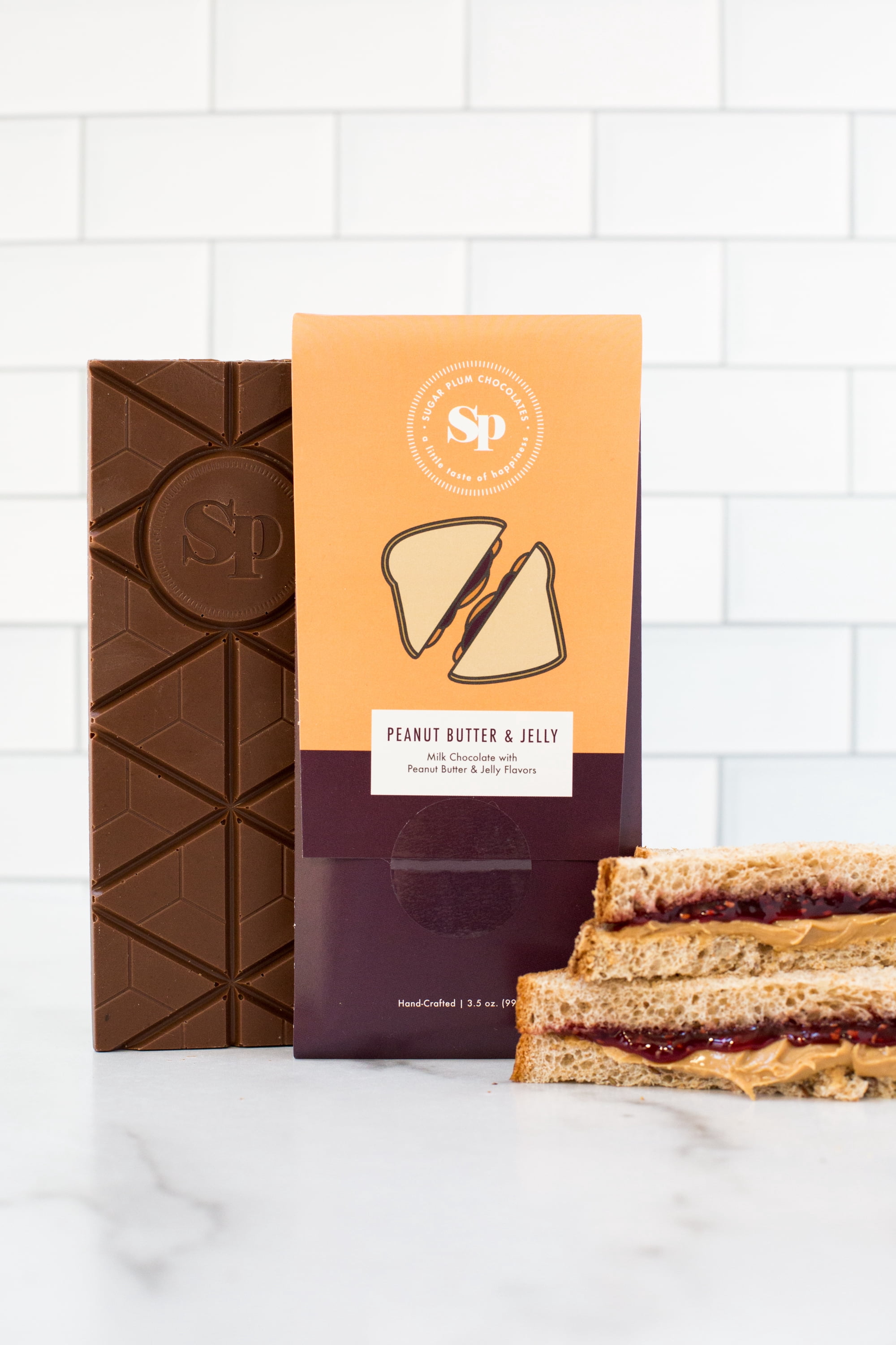 Sugar Plum Chocolates Peanut Butter and Jelly Milk Chocolate Bars Vegetarian 5-Pack 17.5 oz