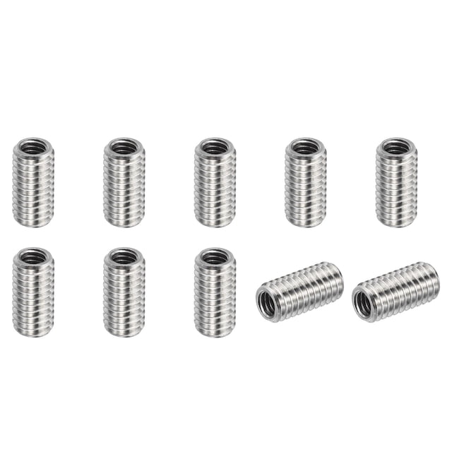 Unique Bargains Adaptateurs Filetage Manchon Réducteur Écrou M6x1.0 Mâle à M4x0.7 Femelle pour Réparer Insert Écrou Vis Réducteur 12mm 10 Pcs