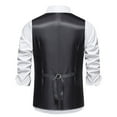 thumbnail image 6 of Sleeveless Shirts For Men Qiggri Men Fashion Retro Have Pockets-Breasted V-Neck Vest Tops Blouse Suit Vest For Men, 6 of 9