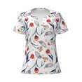 thumbnail image 2 of Uemuo Tulips Flowers Drawing Women's Deep V-Neck Low Cut Tops - Casual Loose Fit with Stainless Steel Loop, Soft, Breathable, Perfect for Office, Travel, and Daily Wear-Medium, 2 of 5
