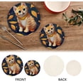 thumbnail image 4 of SKYSONIC Adorable Kitten Cat Trivet Pot Holders Pads, Set of 2 Leaves Autumn Pot Holder Heat Resistant Trivets Cotton Thread Weave Mats Kitchen Table Decor, 4 of 7