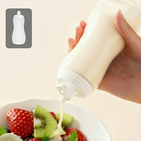 Squeeze Bottle for Sauces - Food-Grade Plastic Condiment Dispenser, Ketchup & Salad Dressing Bottle, Kitchen Squeeze Bottle with Cap, Clear, JKODE