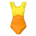 Bobifish Big Girls One Piece Bathing Suit Color Block Cross Back Ruffle ...