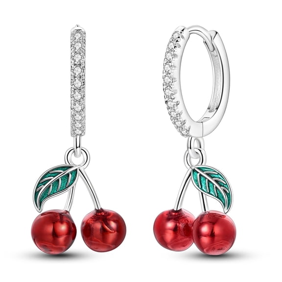 MULA 2026 Women 925 Sterling Silver Hoop Earrings 5A Zircon Red Sweet Cherry Jewelry Gift