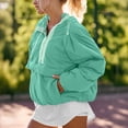thumbnail image 7 of Womens Crew Neck Pullover Puffer Jacket Long Sleeve Loose Jackets Half Zip Hooded Down Coat With Drawstring Pockets, 7 of 7