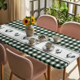 thumbnail image 3 of Farmhouse Green Plaid Table Cloths for 5 Foot Rectangle Tables, Vintage Country Cock Checkered Patio Waterproof Elastic Fitted Tablecloths, Washable Rectangular Table Cover for Camping, 3 of 8
