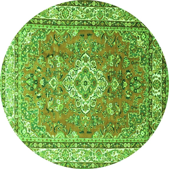 Ahgly Company Indoor Round Persian Green Traditional Area Rugs, 7' Round