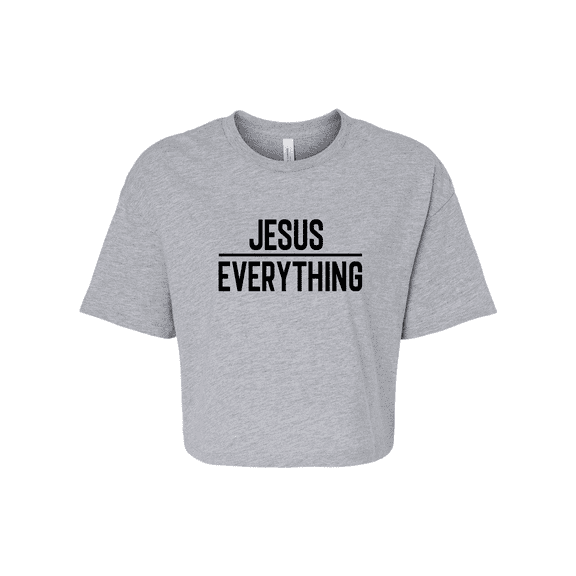 Trenz Shirt Company Jesus Over Everything Bible Scripture Womens Christian Tee Jesus Cross Jersey Crop Tee-Athletic Heather-medium