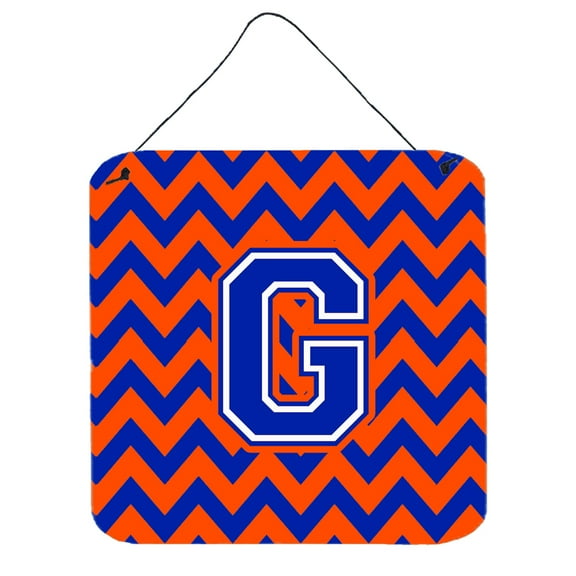 Letter G Chevron Orange and Blue Wall or Door Hanging Prints