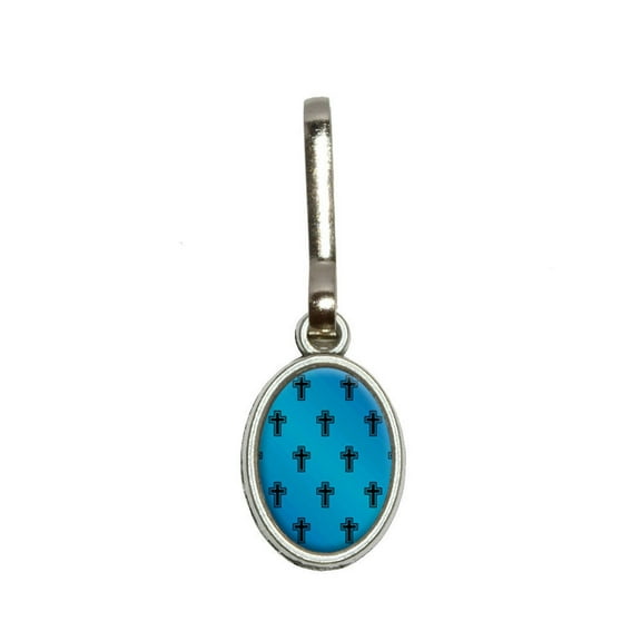 Crosses on Parade Christian Blue Oval Zipper Pull