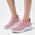 thumbnail image 2 of EKVAHL Women's Breathable Knit Sneakers, Lightweight Lace‑Up Tennis Shoes, Faux Mesh Upper Athletic Walking Shoes for Gym Daily Travel Pink, 2 of 3