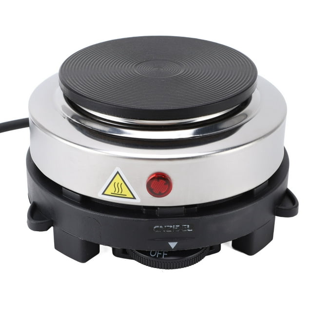 Small Electric Hot Plate, 500W Stainless Steel 6 Speed Temperature Adjustable Burner with ABS Compact Size for Home Office Camping