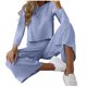 thumbnail image 2 of ICHUANYI Clearance Women's Summer New Solid Color Fashion Set Casual Solid Cotton Linen Sleeveless Two Piece Set(Blue, L) ICHUANYI WER2023081501832, 2 of 6