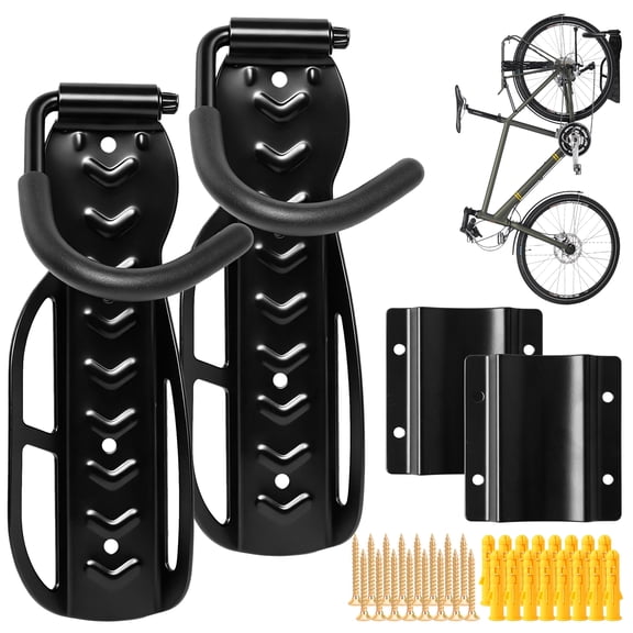 Yalumo Bike Wall Mount 2 Pack, Space-Saving Vertical Vertical Bike Storage Rack Garage, Sturdy Bike Hanger for Garage & Apartment, Holds up to 66 lbs, Easy Installation, Black