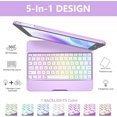 thumbnail image 3 of 360° Rotatable Keyboard Case with 10-Color Backlit Keys for 9.7" iPad 5th/6th Gen, iPad Air 1st/2nd Gen & iPad Pro 9.7-inch,Light Purple, 3 of 7