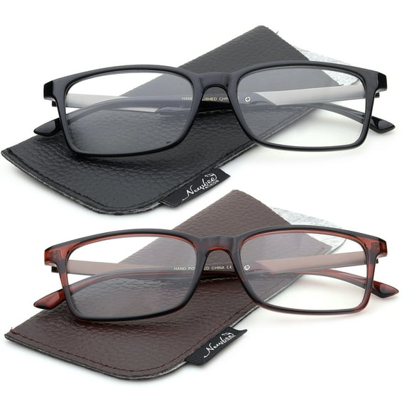 2 Pairs Simple Unisex Rectanguler Clear Lens Glasses