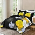 thumbnail image 5 of Dinjoy Comforter Set Bed in a Bag Bedding Set Yellow Black Floral King Size 7 Pieces 103"x90", 5 of 7