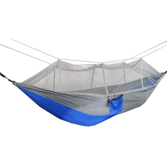 Portable Double Swing Hammock Nylon Bed With Mosquito Net For Campinghiking