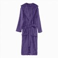 thumbnail image 2 of NOLDARES Mens Hooded Bathrobe Pure Cotton Terry Cloth Long Robe for Men Super Absorbent Quick Drying Spa Robe(Purple,One Size), 2 of 5