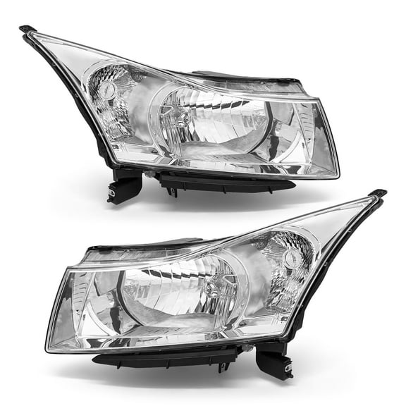ADCARLIGHTS Headlight Assembly for 2011 2012 2013 2014 2015 Chevy Cruze LS/LT/LTZ 2016 Chevrolet Cruze Limited Chrome Housing with Clear Reflector Headlamp Replacement Pair