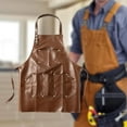 thumbnail image 6 of Work Apron Cooking Apron PU Leather Oil Resistant Six Pockets Lightweight for Waiter Barbecue Restaurant, 6 of 9