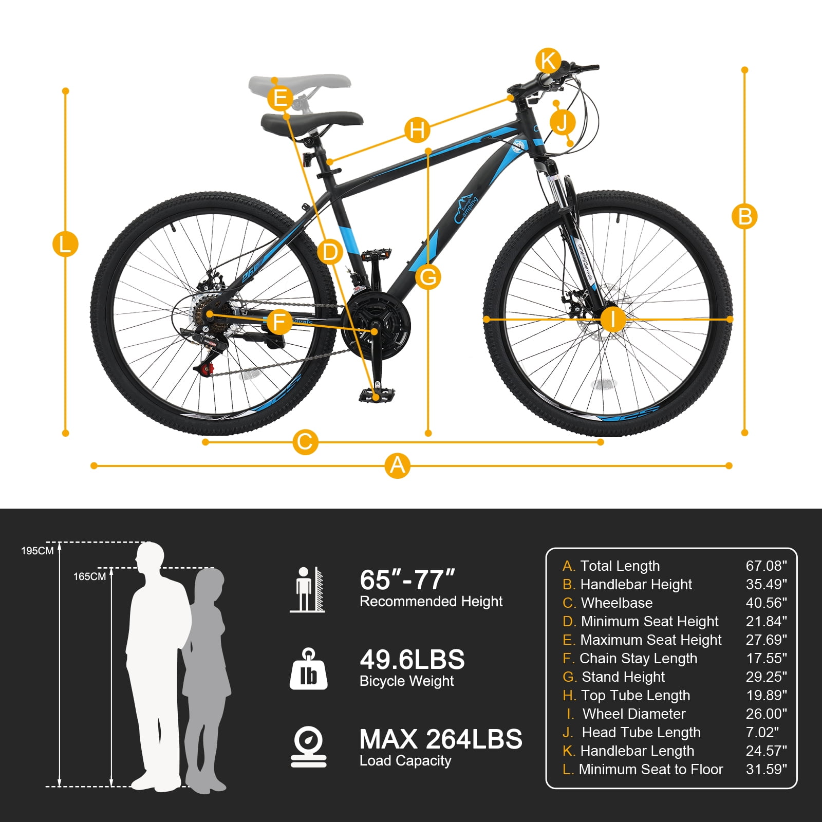 UBesGoo 26 inch Mountain Bike with 21-Speed, Dual Disc Brake, High-Carbon Steel MTB Bicycle, Blue