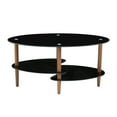 thumbnail image 5 of Euroco Black Oval glass coffee table, modern table in living room Oak wood leg tea table 3-layer tempered glass table, 5 of 9