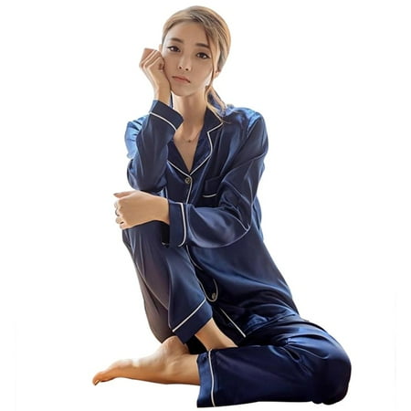 

Womens Silk Satin Pajamas Pyjamas Set Sleepwear Pijama Pajamas Suit Female Sleep Two Piece Set Women s Loungewear Plus Size