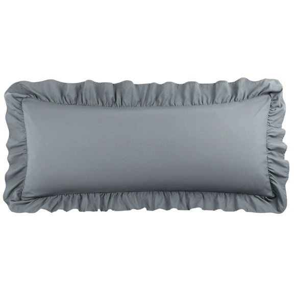 Unique Bargains Microfiber Ruffle Envelope Closure Body Pillowcases Dark Gray 20"x48"