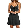 thumbnail image 2 of YHAJDS Womens Nightgown Short Sleeve Soft Sleepshirt V Neck Adjustable Spaghetti Strap Mini Dress, 2 of 6