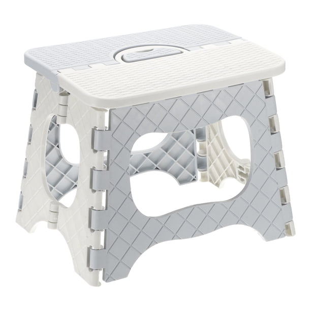 Uxcell Taburete Plegable de 8" para Adultos Capacidad de 165 lbs Taburete Antideslizante con Mango Taburetes Colapsables Grises