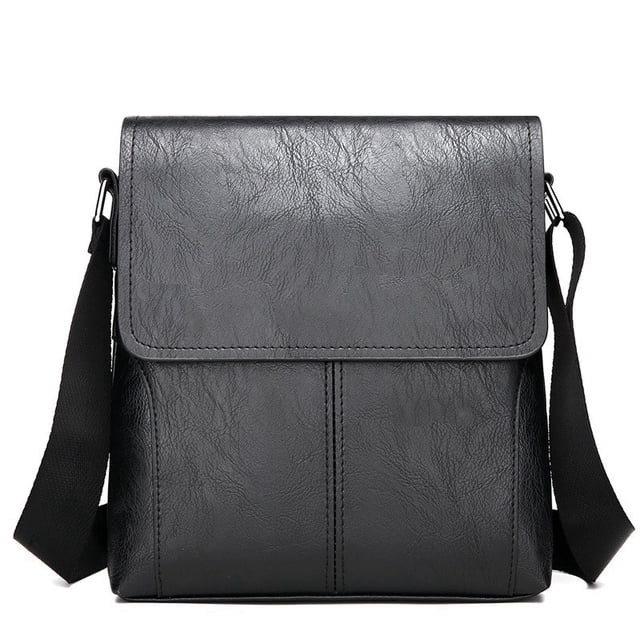 Bandolera de piel impermeable para hombre, color negro