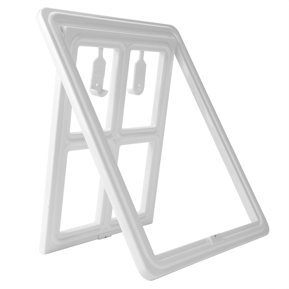 BIMZUC Plastic Pet Dog Puppy Cat Door Magnetic Locking Safe Flap for Screen Window Gate, Large White, 18.11 inches / 46 cm, Easy Installation, Perfect Home Protection Pet Accessory
