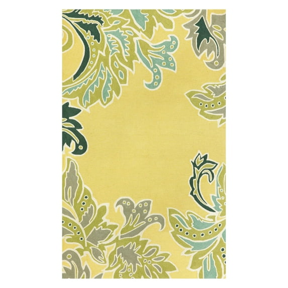 Liora Manne Ravella Ornamental Leaf Bdr Yellow Rug 8'3" x 11'6"
