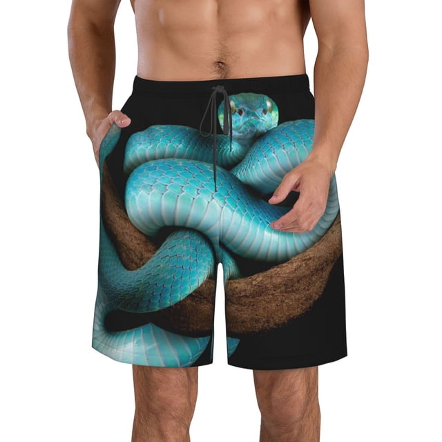 Fotbe Blue Viper Snake Trajes de Baño Estampados para Hombre, Shorts de Verano de Secado Rápido, Ropa de Playa, Bañadores-X-Large