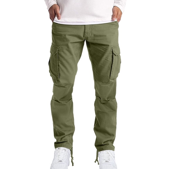 MKHSQHDG Male Pants Mens Casual Cargo Pants Relaxed Fit Work Jogger Outdoor Trousers with Pockets L